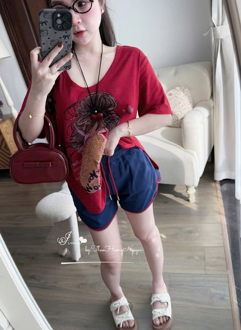 BỘ ĐÙI ĐỎ QUẦN THAN HÌNH CÔ GÁI
