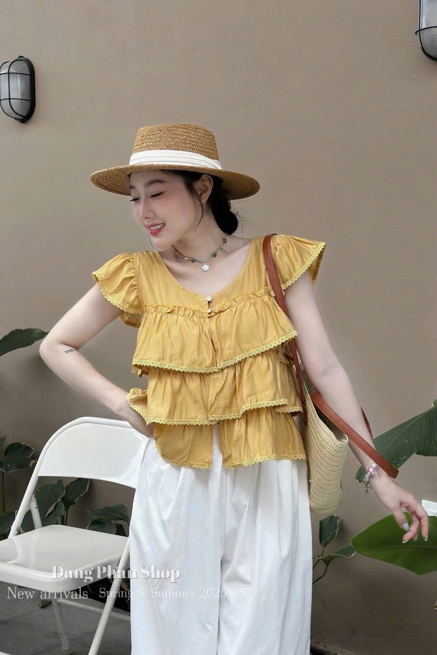 SET ÁO VÀNG LI TẦNG QUẦN SUÔNG