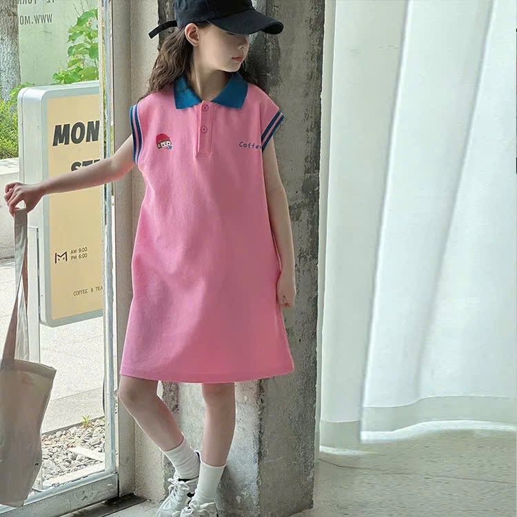 VÁY HỒNG CỔ XANH SZ ĐẠI BG