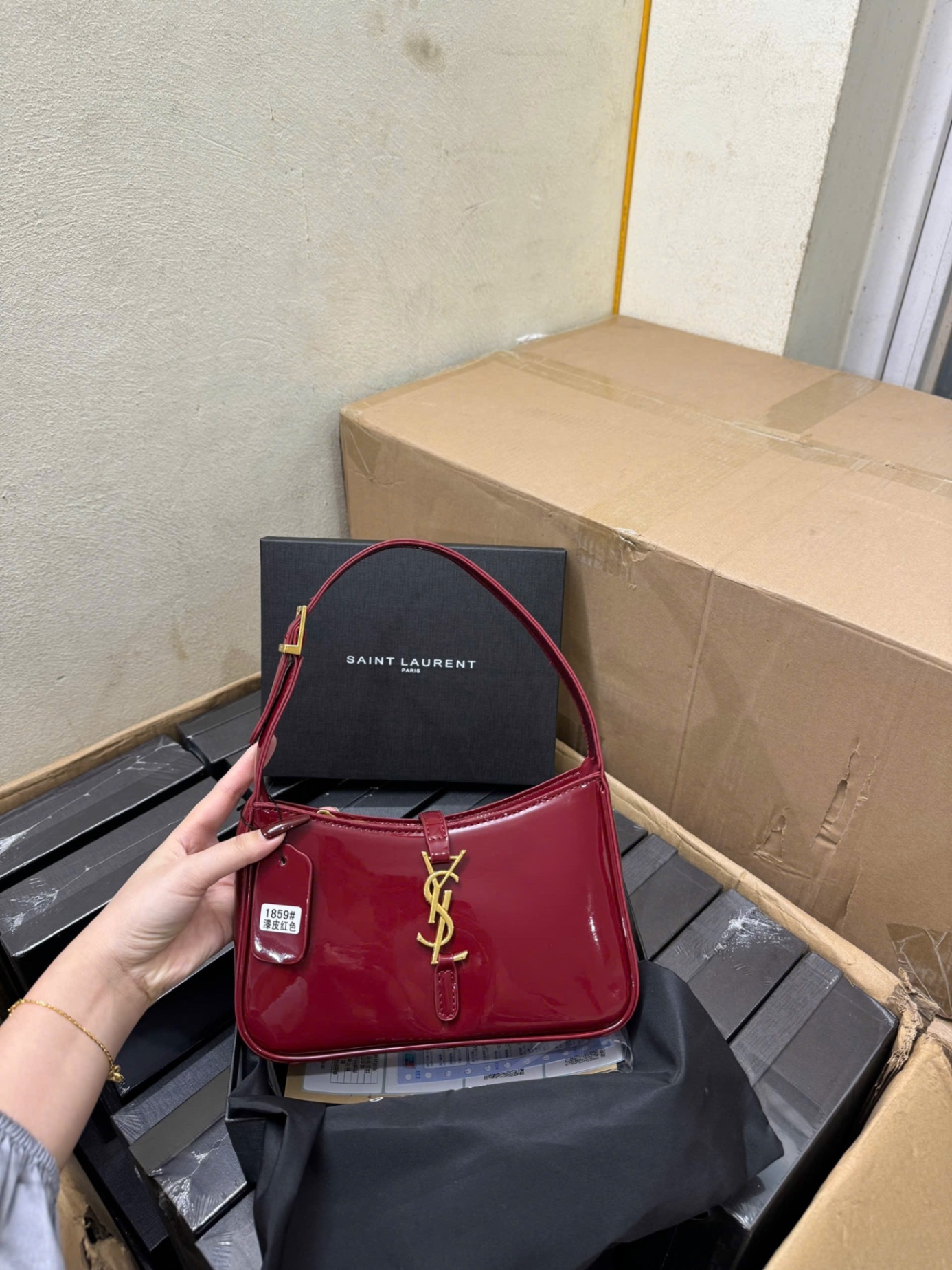 M1859 - XẢ KHO TÚI YLS DA BÓNG FULL BOX LIKE AUTH