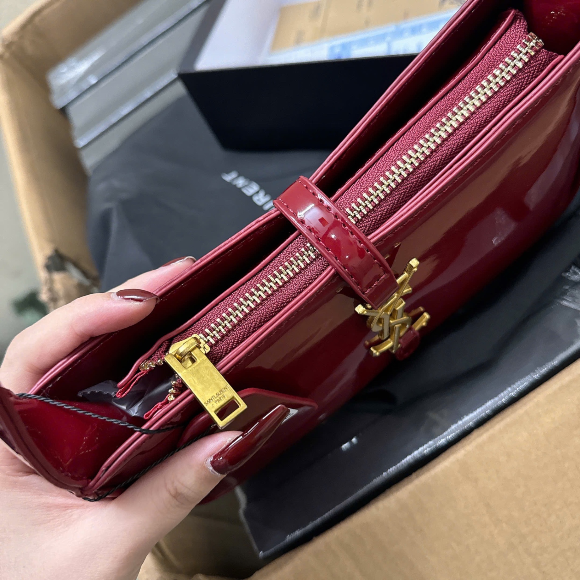 M1859 - XẢ KHO TÚI YLS DA BÓNG FULL BOX LIKE AUTH