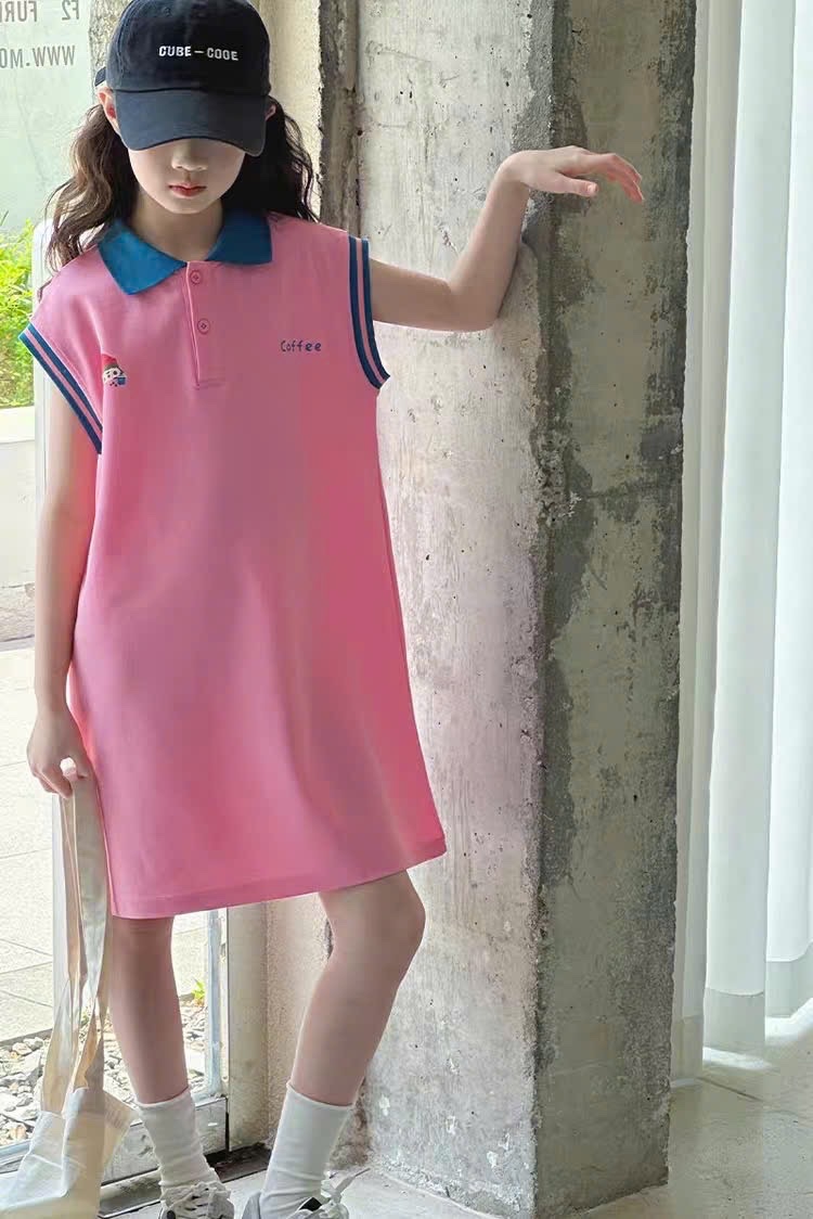 VÁY HỒNG CỔ XANH SZ ĐẠI BG