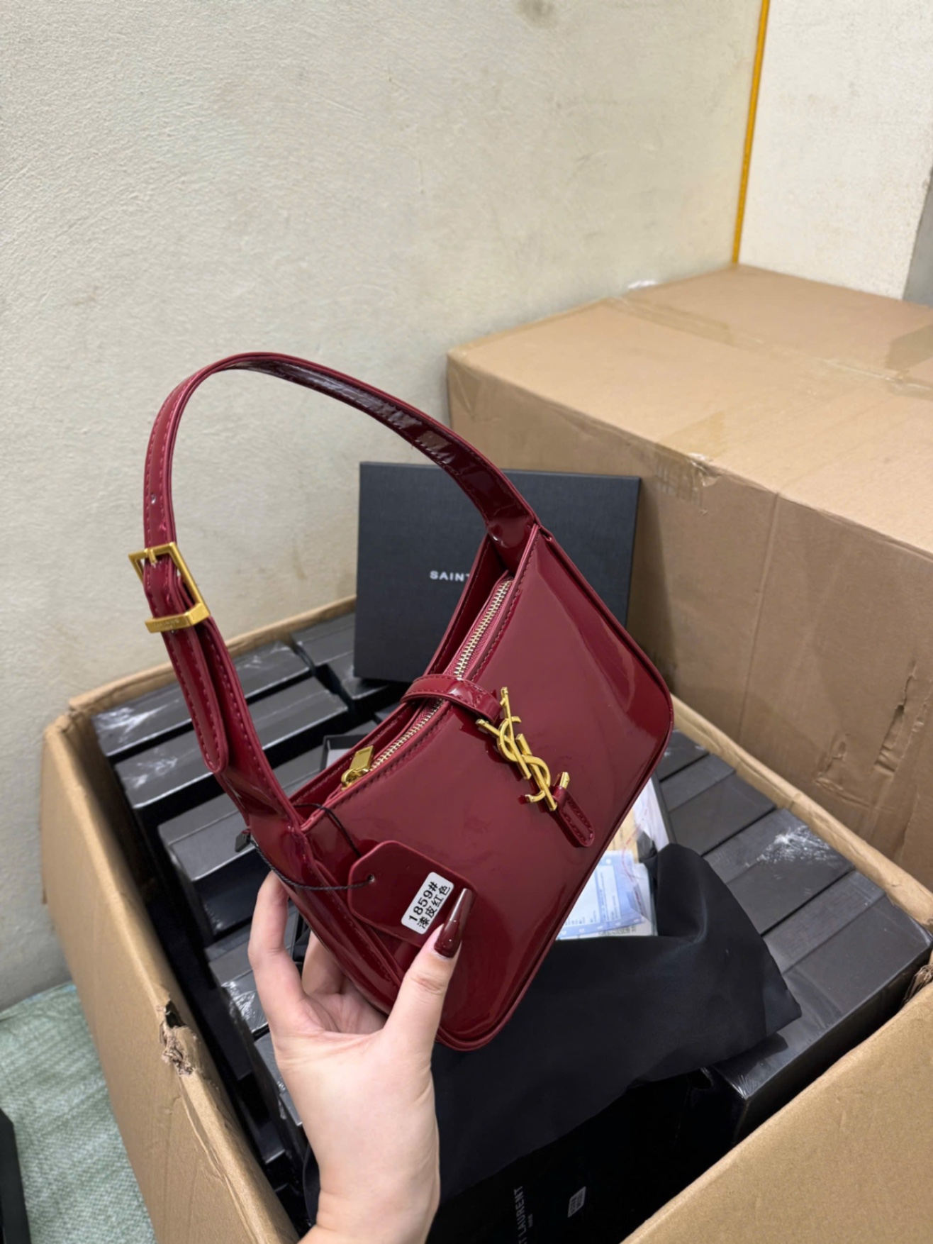 M1859 - XẢ KHO TÚI YLS DA BÓNG FULL BOX LIKE AUTH