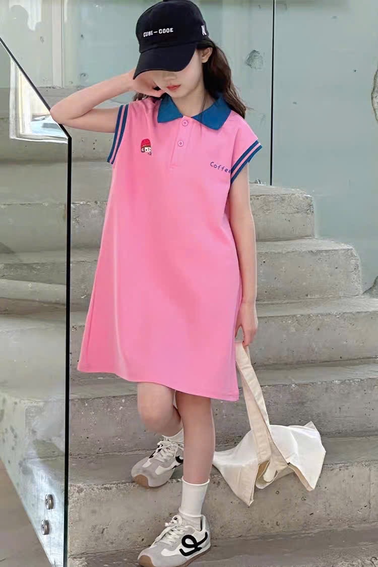 VÁY HỒNG CỔ XANH SZ ĐẠI BG