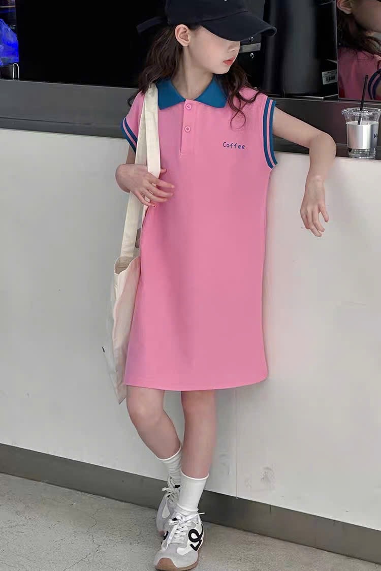 VÁY HỒNG CỔ XANH SZ ĐẠI BG