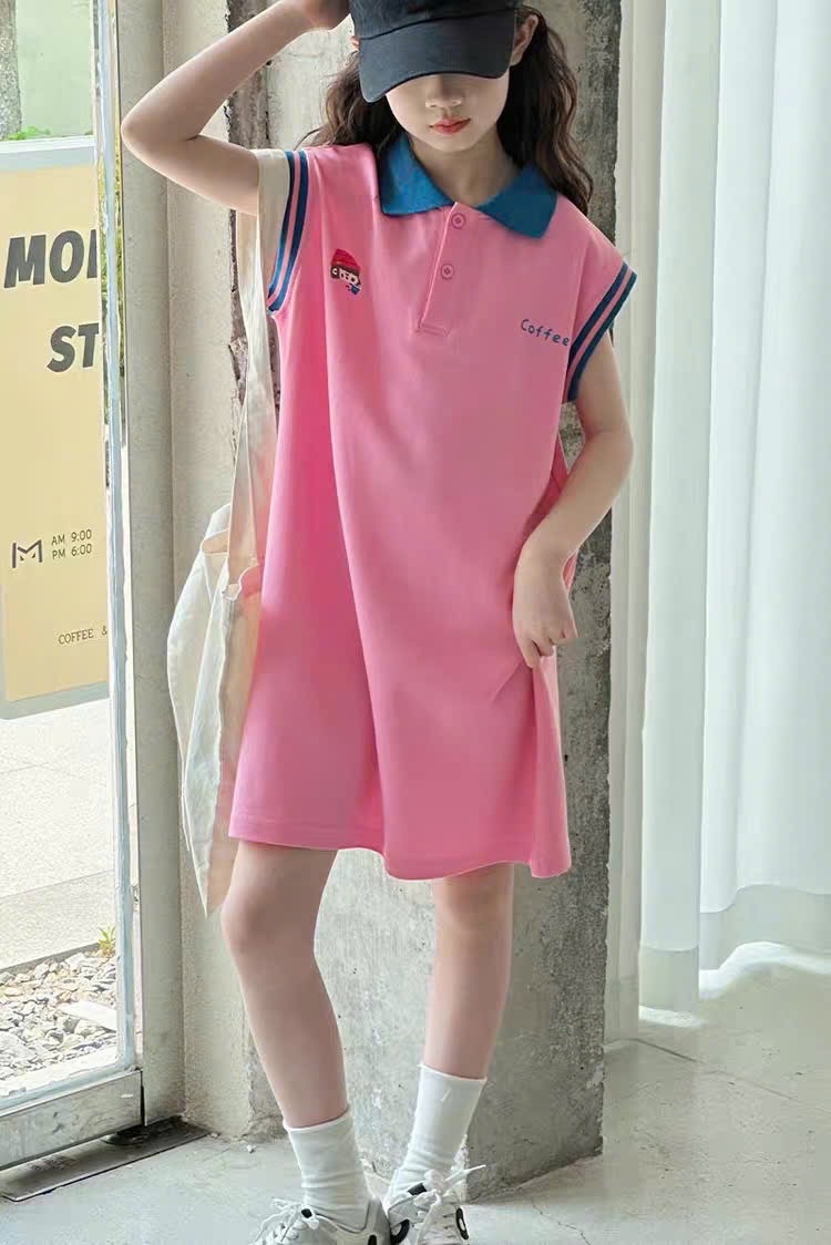 VÁY HỒNG CỔ XANH SZ ĐẠI BG