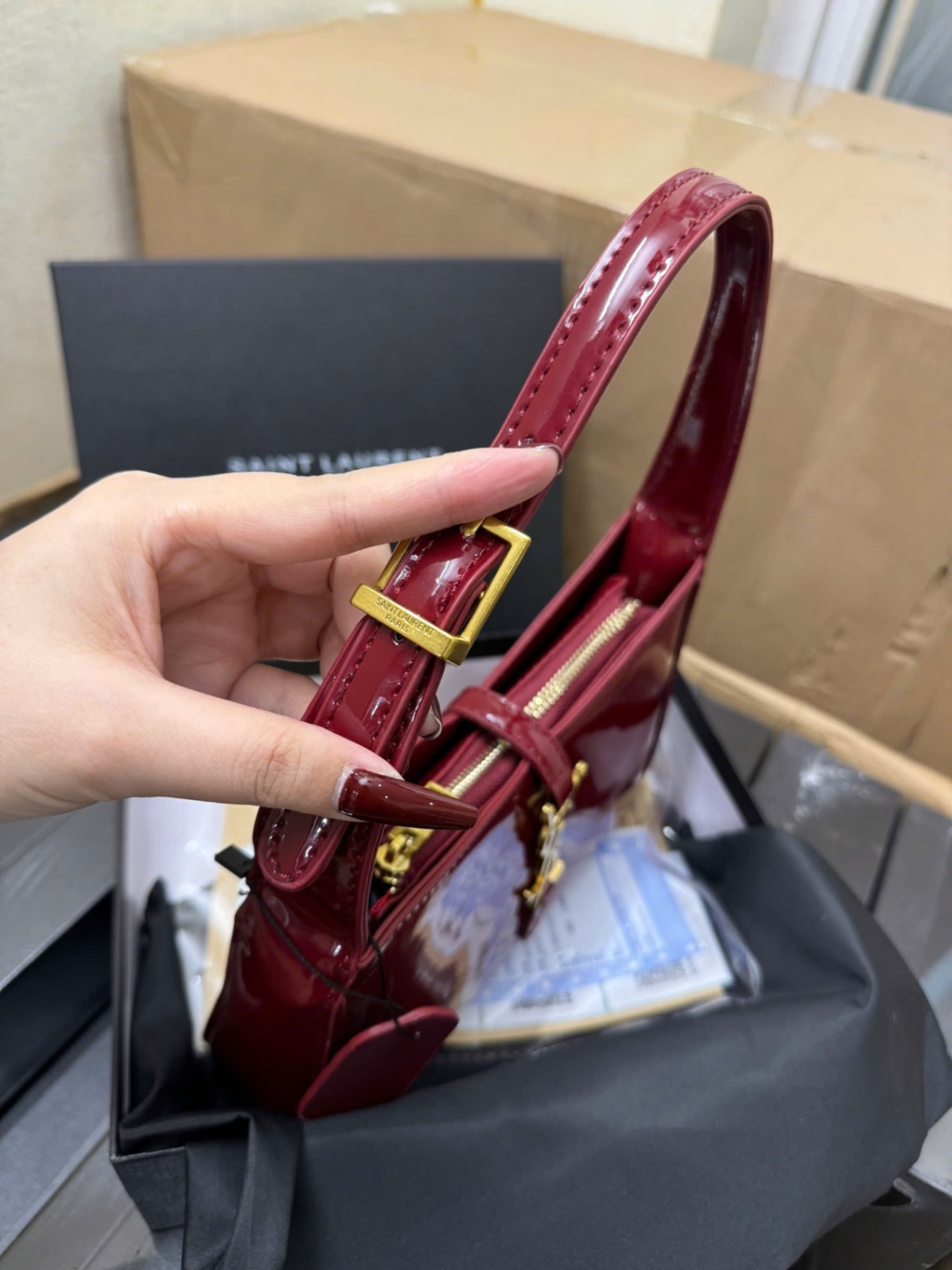M1859 - XẢ KHO TÚI YLS DA BÓNG FULL BOX LIKE AUTH
