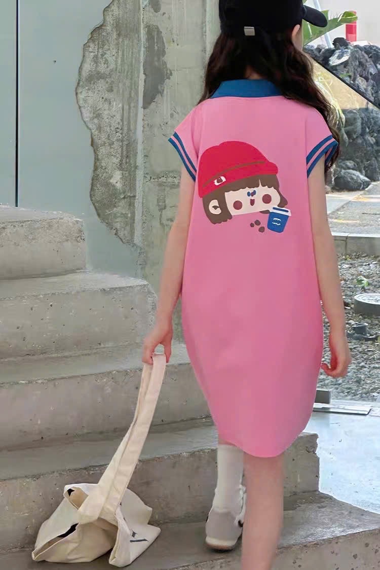 VÁY HỒNG CỔ XANH SZ ĐẠI BG