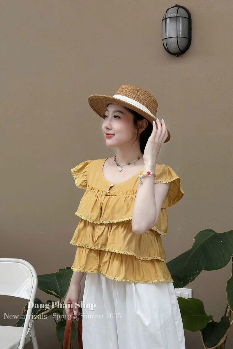SET ÁO VÀNG LI TẦNG QUẦN SUÔNG