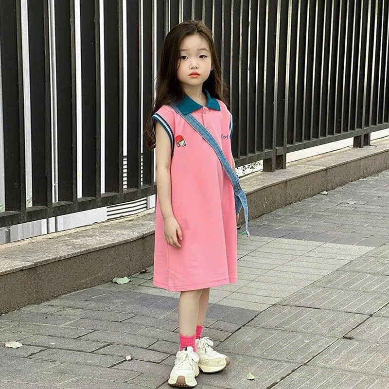 VÁY HỒNG CỔ XANH SZ ĐẠI BG