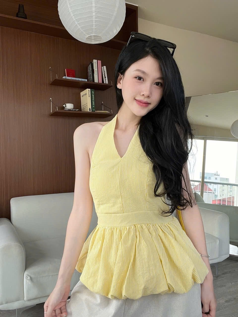 M233002 - ÁO KẺ CỔ YẾM ĐAI EO 2 MÀU