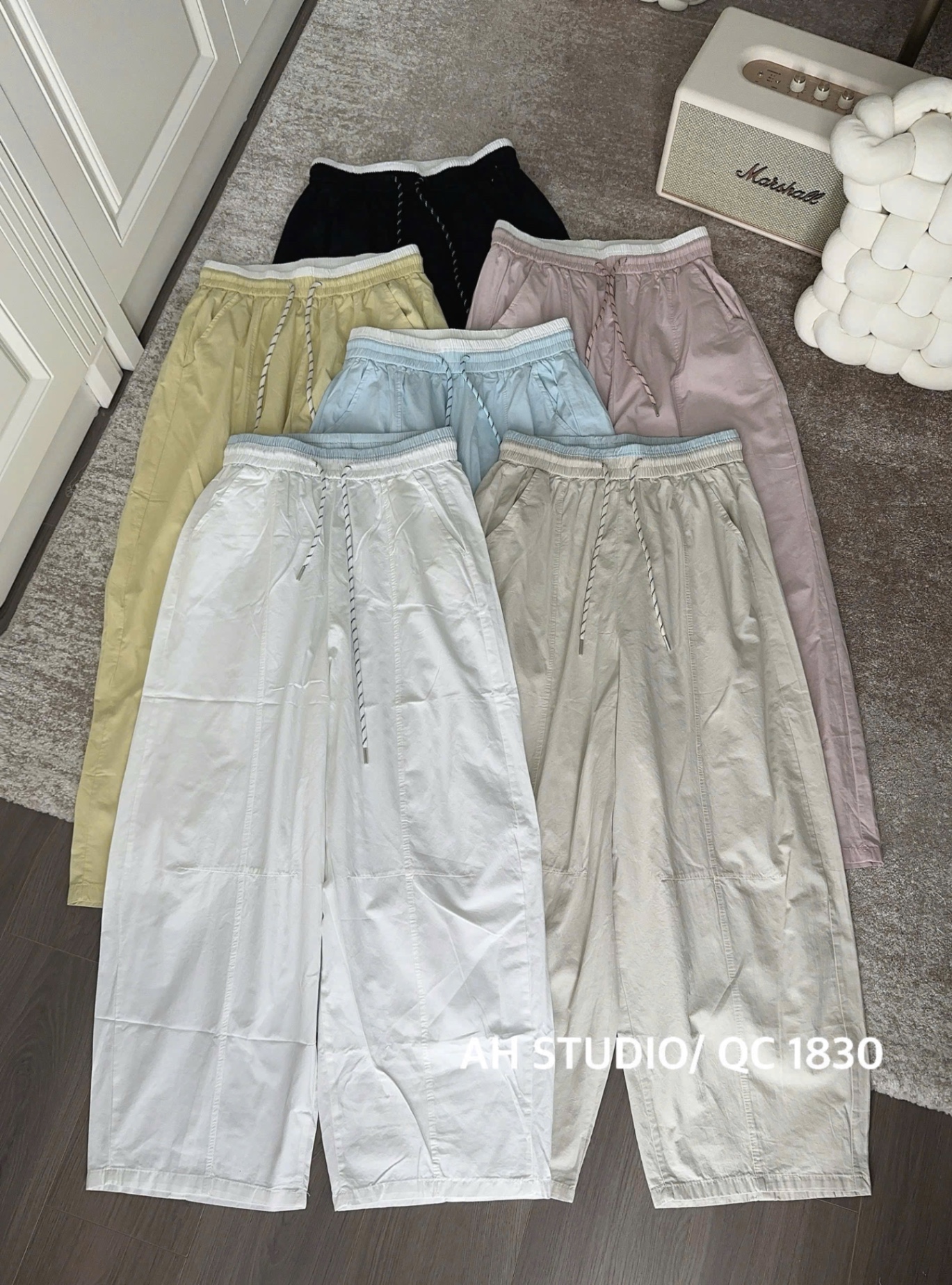 QUẦN GIÓ LỤA CẠP CHUN PHỐI MÀU
