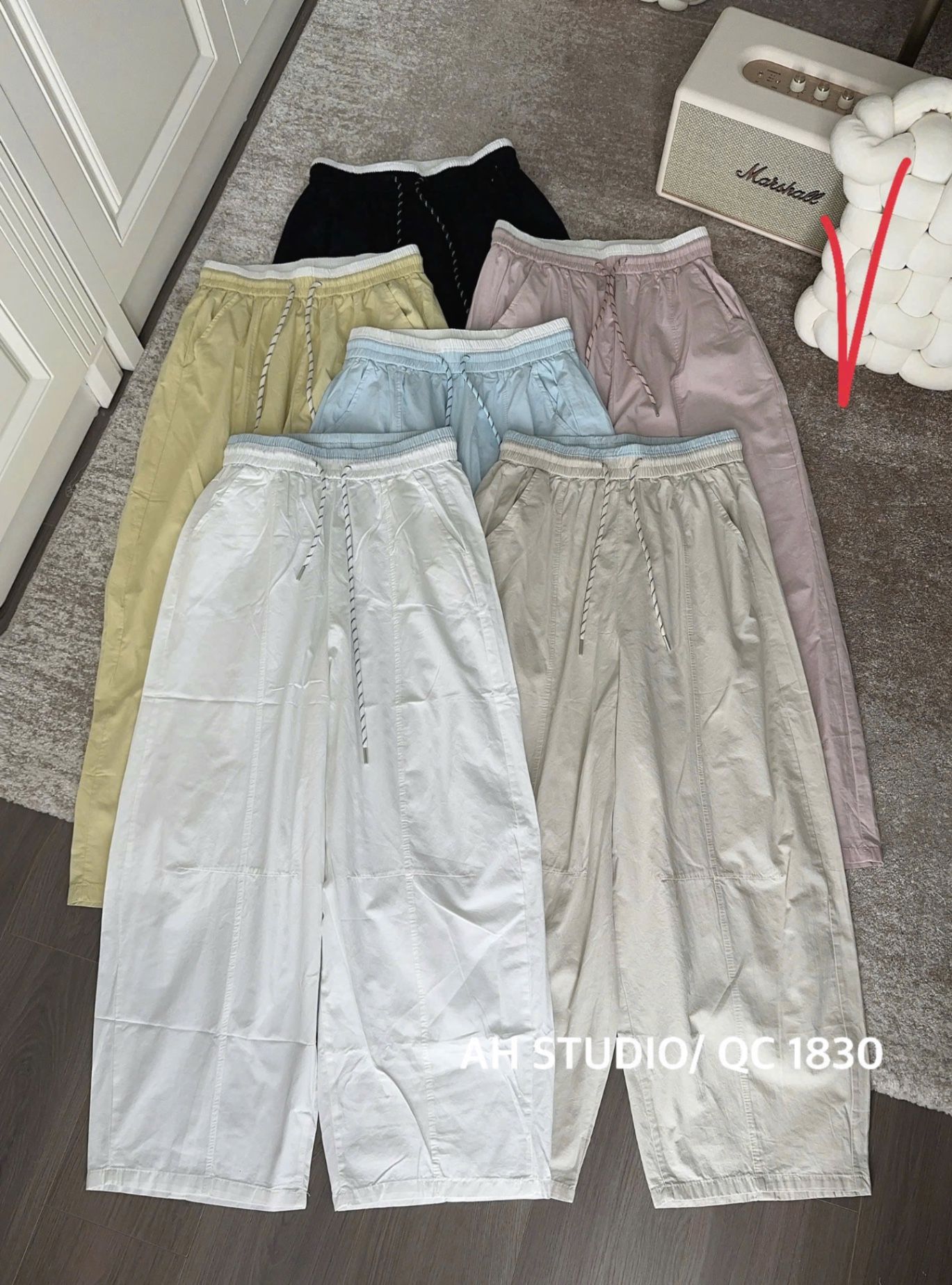 QUẦN GIÓ LỤA CẠP CHUN PHỐI MÀU