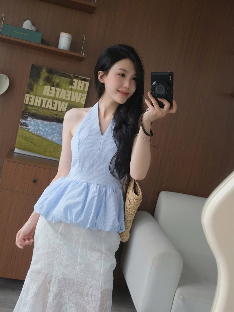 M233002 - ÁO KẺ CỔ YẾM ĐAI EO 2 MÀU