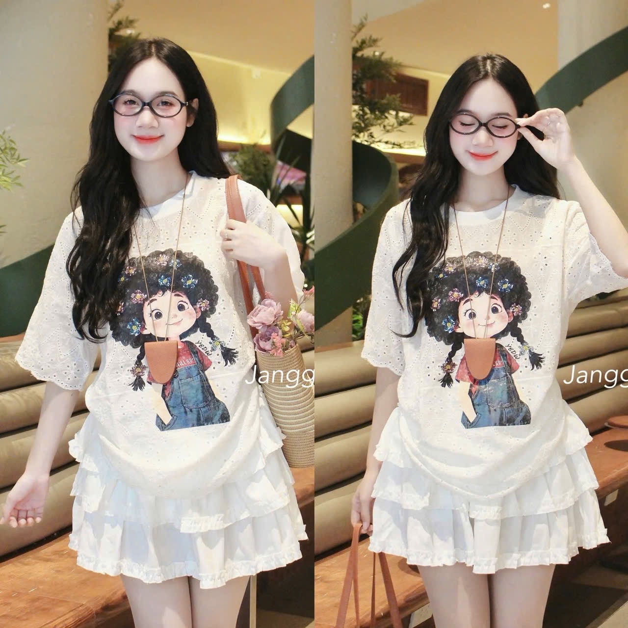 ÁO REN HOA NỔI ĐỤC LỖ QC THÊU CÔ GÁI