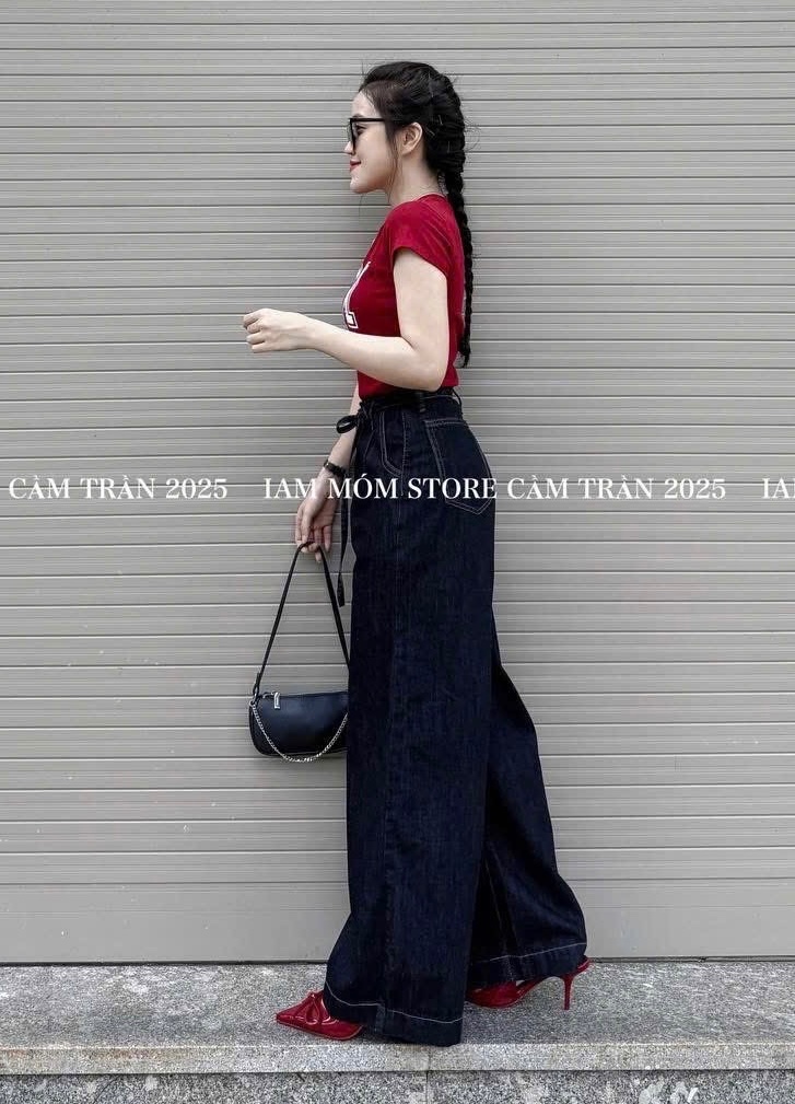 QUẦN JEAN SUÔNG XANH ĐẬM BUỘC DÂY MÁC DA M344
