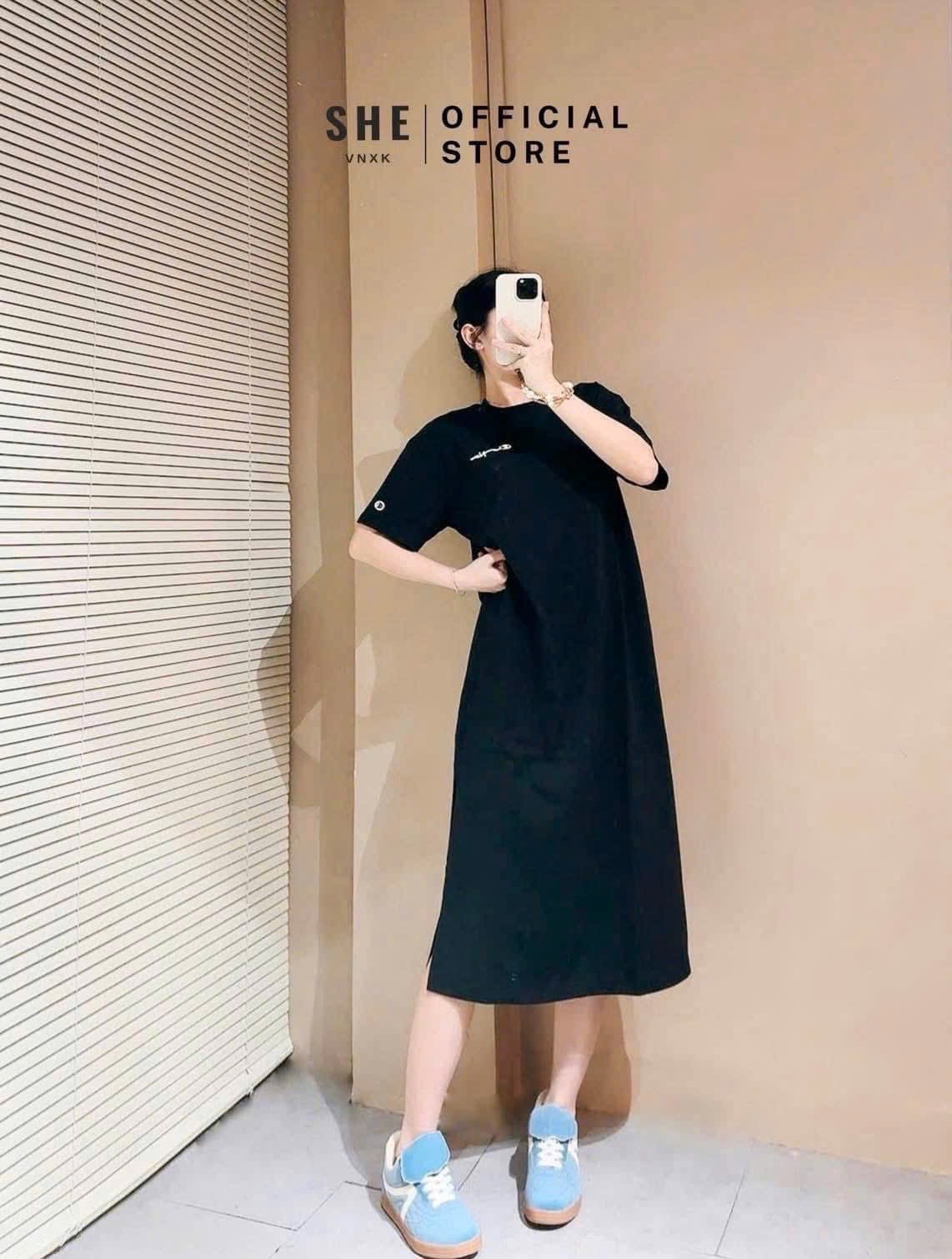 XẢ KHO VÁY CHAMPION CỘC TAY 2 MÀU