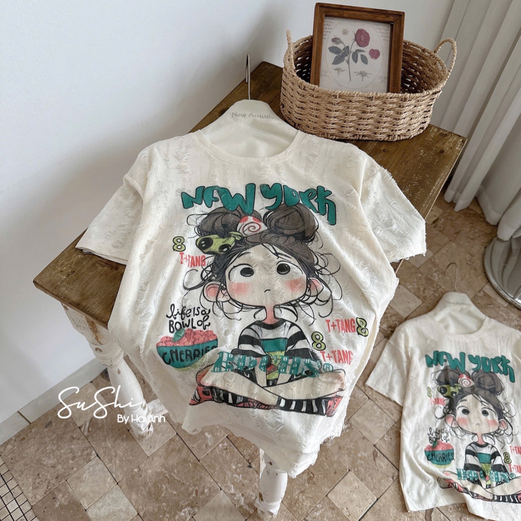M253358- ÁO PULL REN CÔ GÁI ÁO KẺ QC NEW YORK