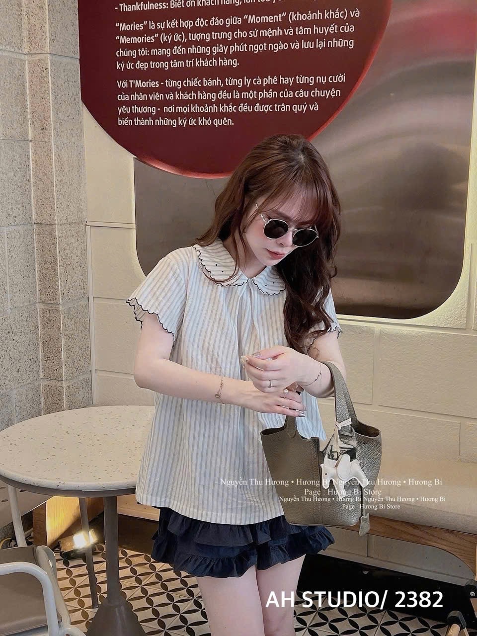 M2382 - SÉT ÁO SƠ MI KẺ CỔ SEN MIX CV TẦNG
