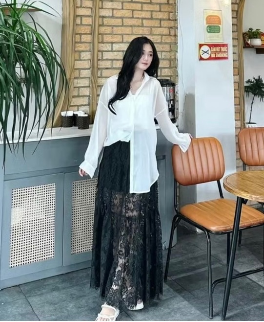 CHÂN VÁY REN MIDI M2560