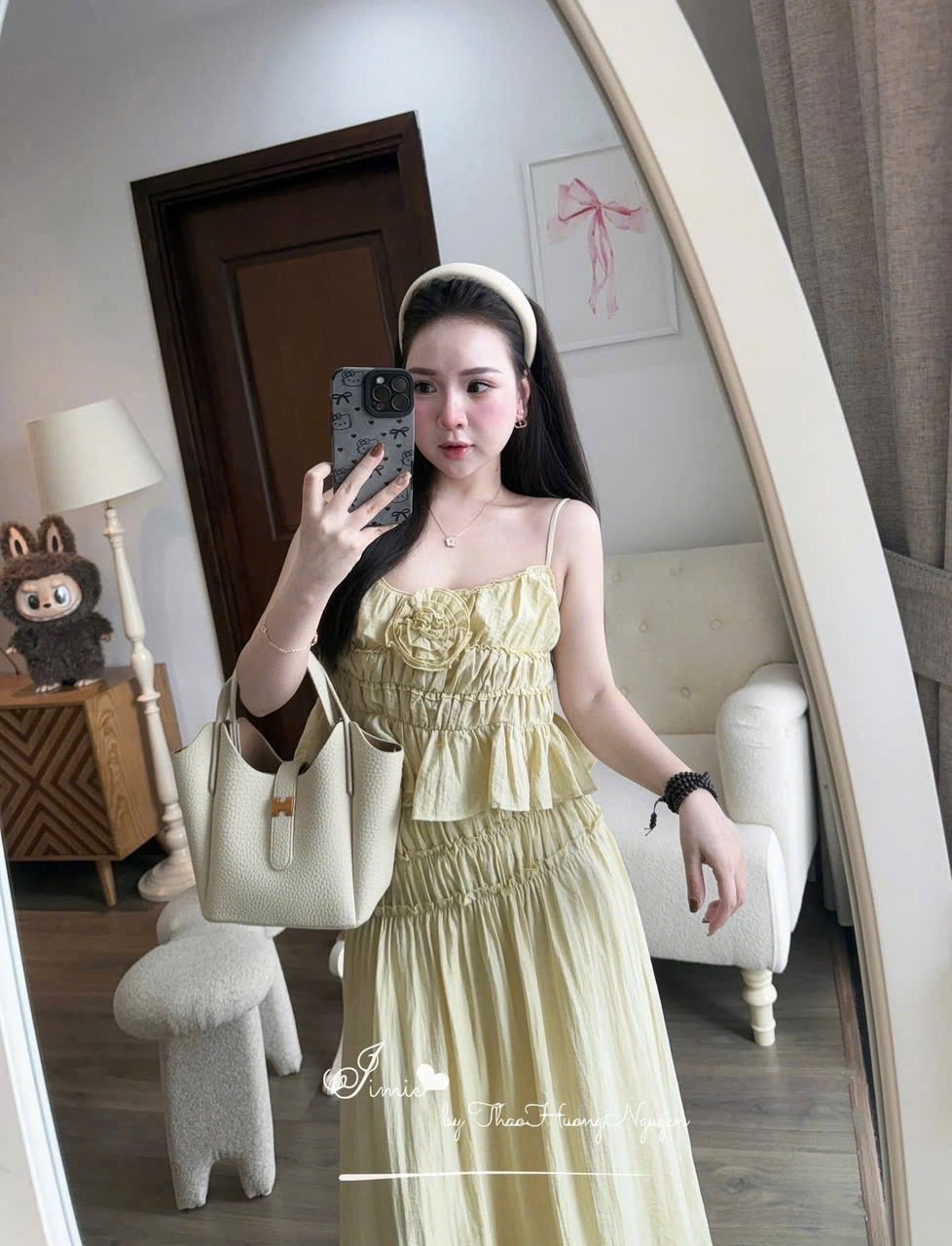 SÉT ÁO CHUN NGỰC 2S MIX CV MIDI TRẮNG BE