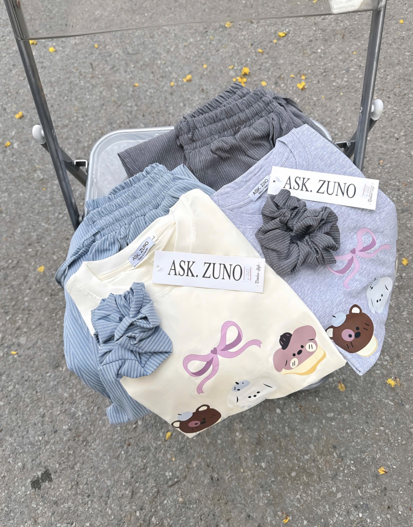 SET ÁO CỘC HÌNH CÚN NƠ MIX QUẦN JEAN GIẤY KẺ BÈO