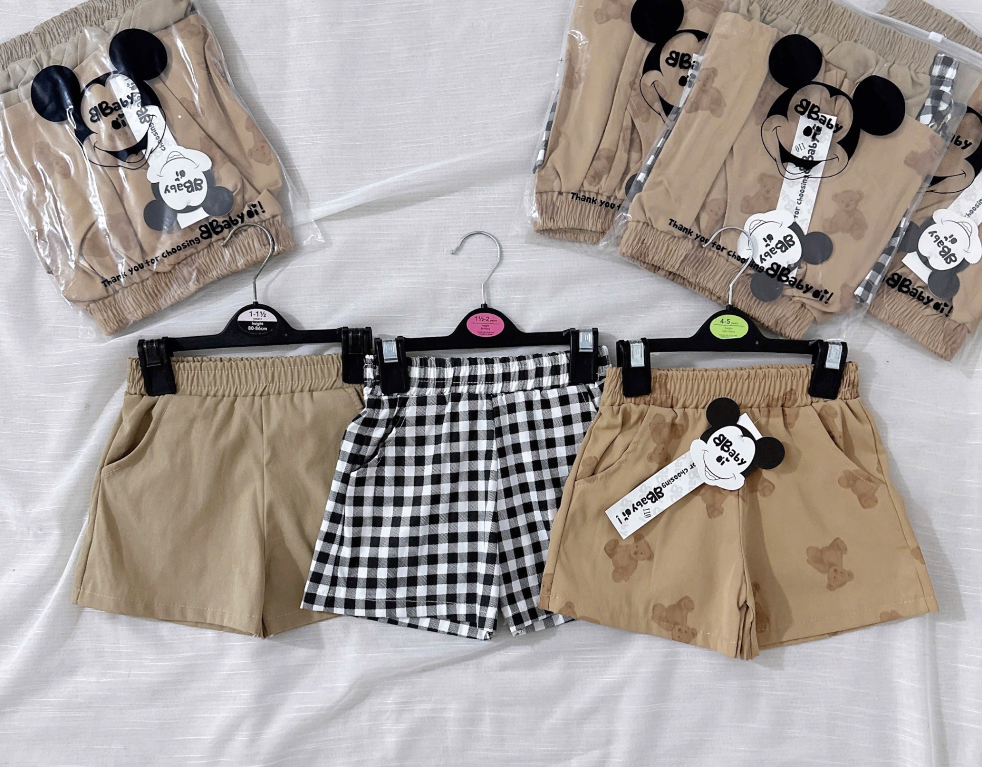 SET 3 QUẦN ĐÙI MICKY KẺ TONE NÂU
