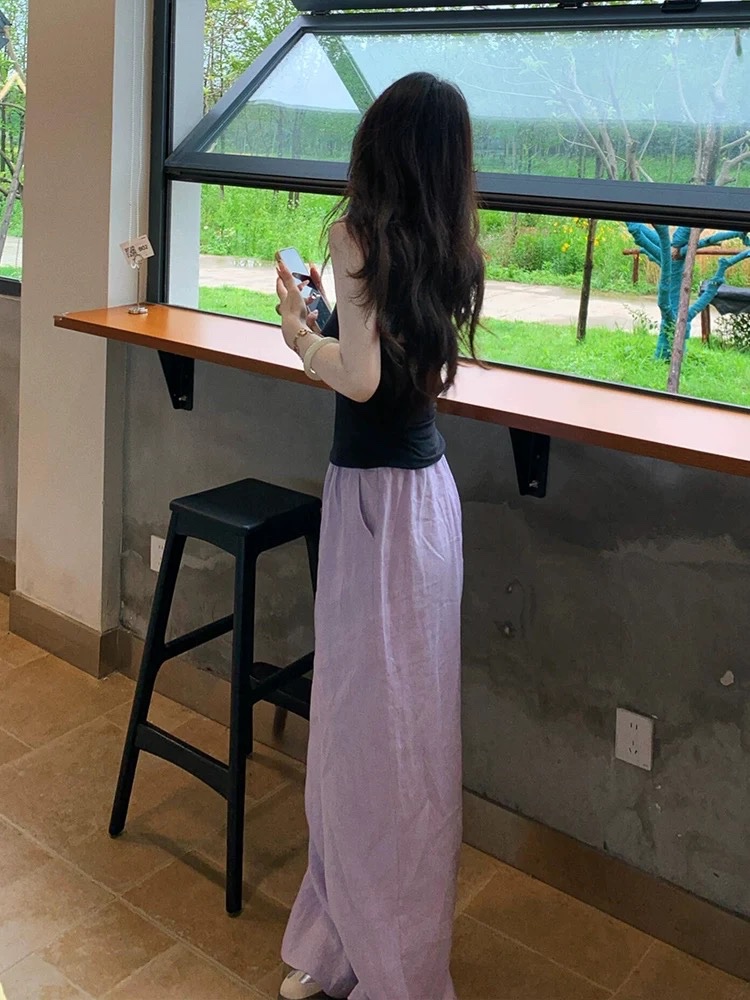 SET ÁO BA LỖ ĐEN QUẦN SUÔNG TÍM