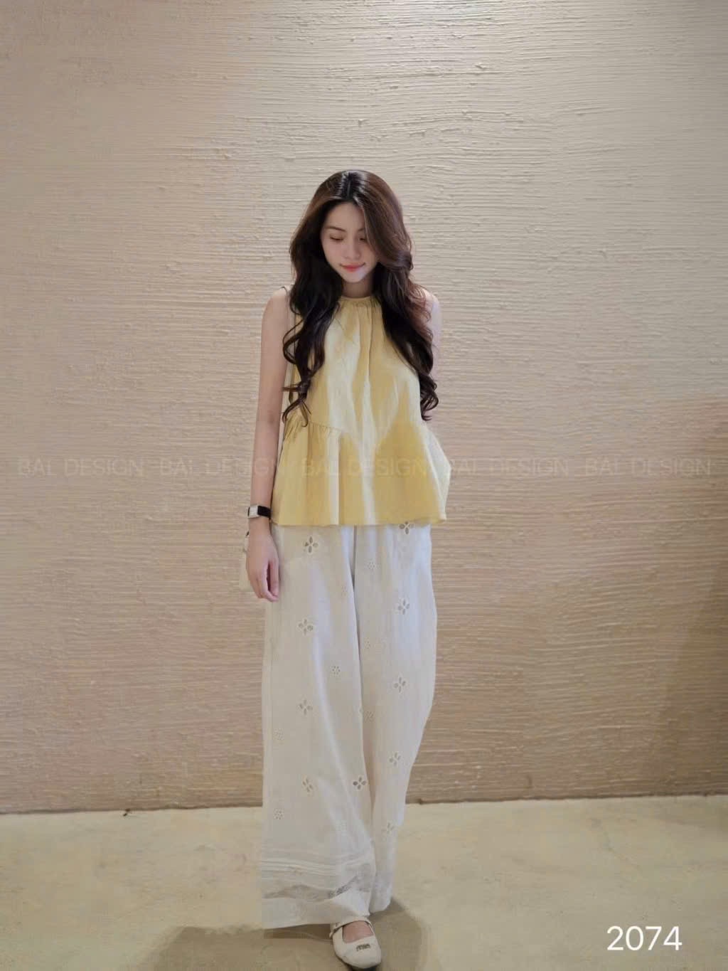 SET 3 CT ÁO BÈO XN QUẦN KẺ KÈM CHUN TÓC