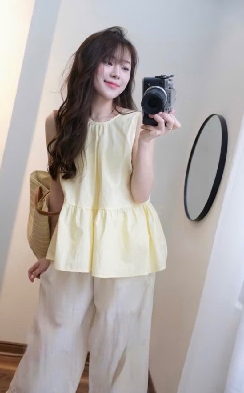 SET 3 CT ÁO BÈO XN QUẦN KẺ KÈM CHUN TÓC