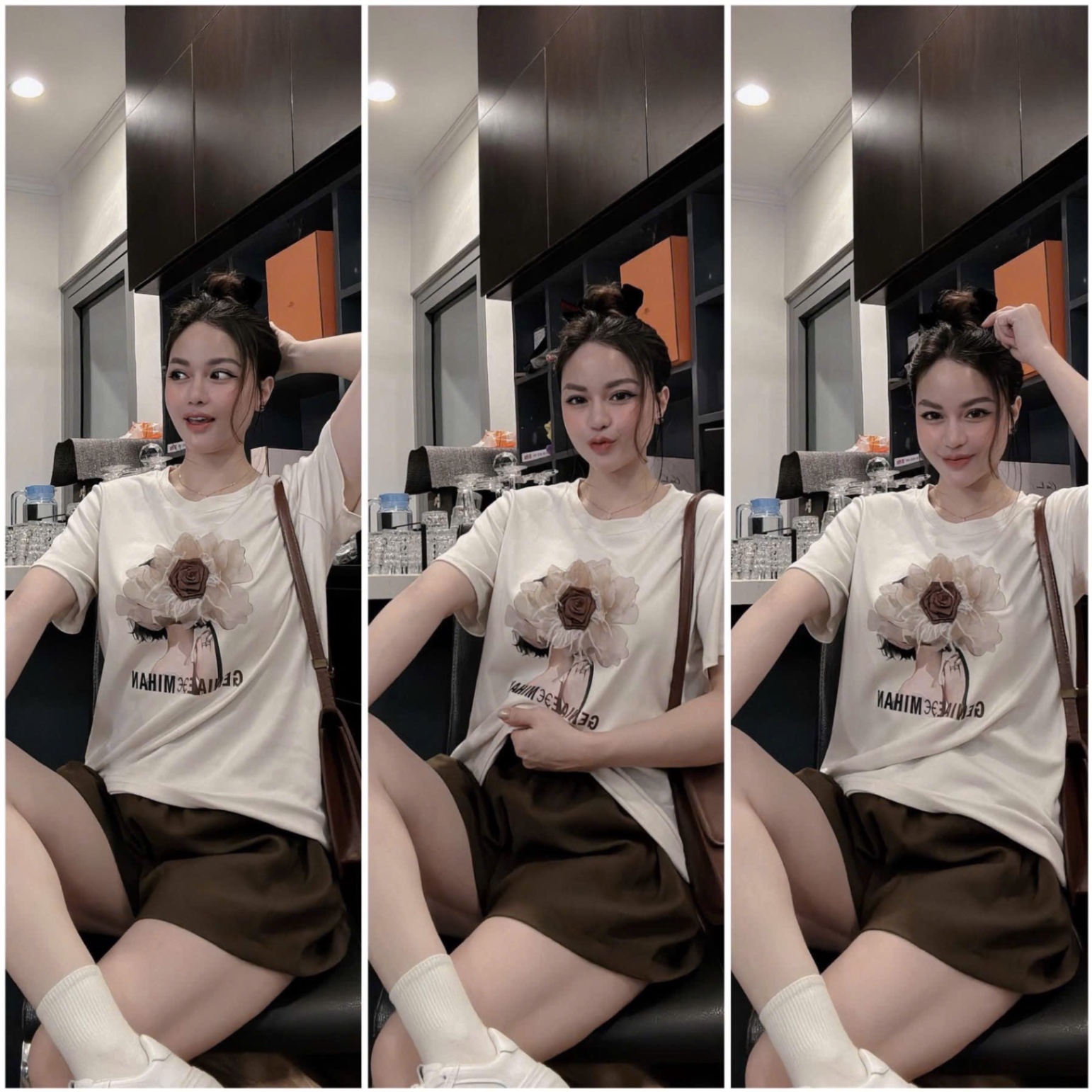 BỘ ĐÙI BE QUẦN NÂU HÌNH HOA
