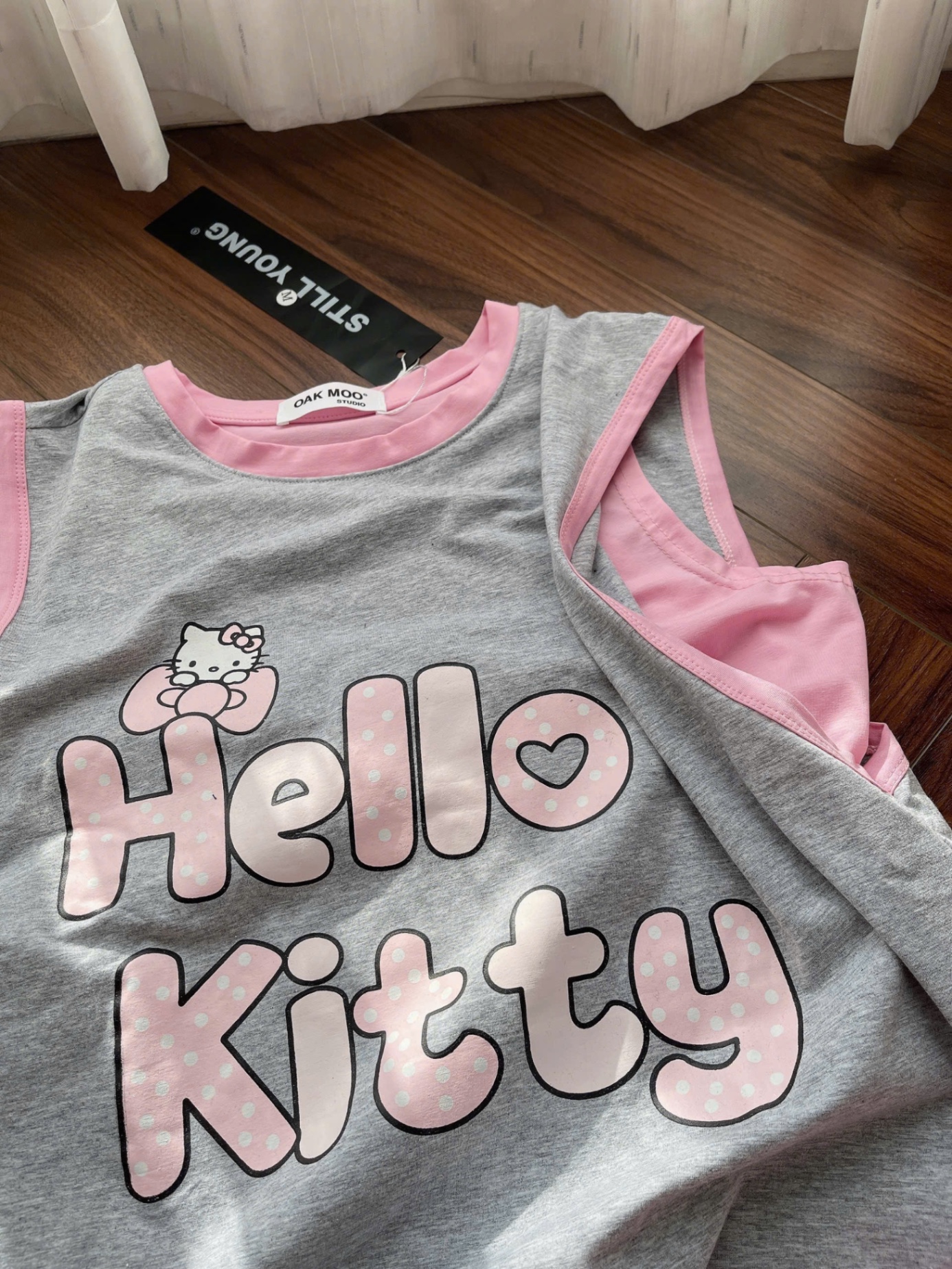 BỘ ĐÙI TANKTOP ĐEN GHI KITTY