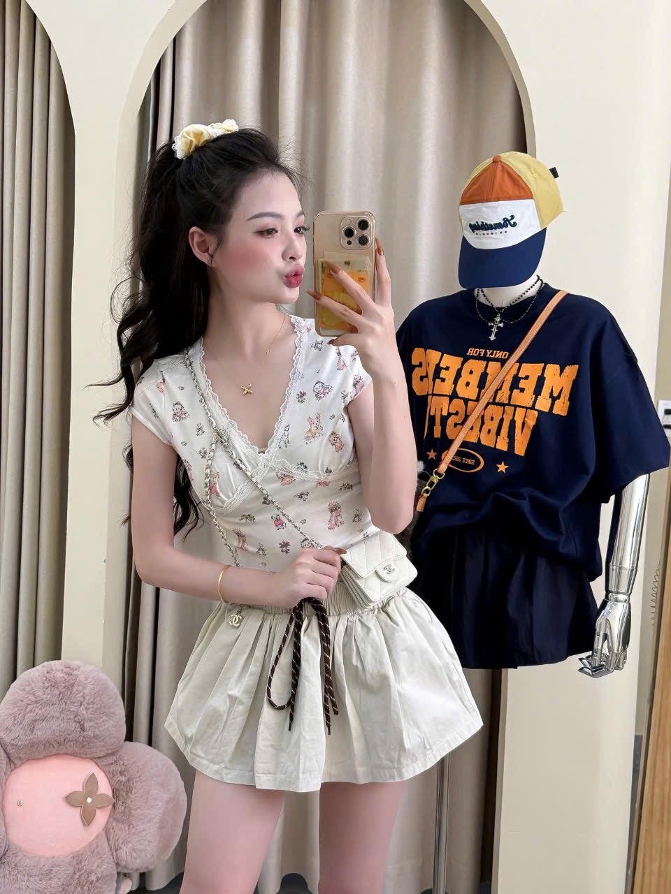 CHÂN VÁY THÔ XOÈ KAKI DÁNG NGẮN