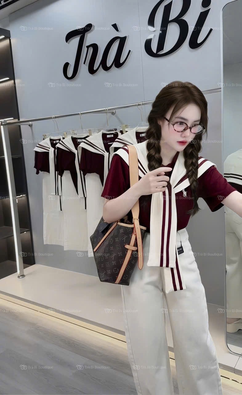 SET ÁO CỘC ĐỎ THÊU NGỰA KÈM KHĂN MIX QUẦN JEAN TRẮNG