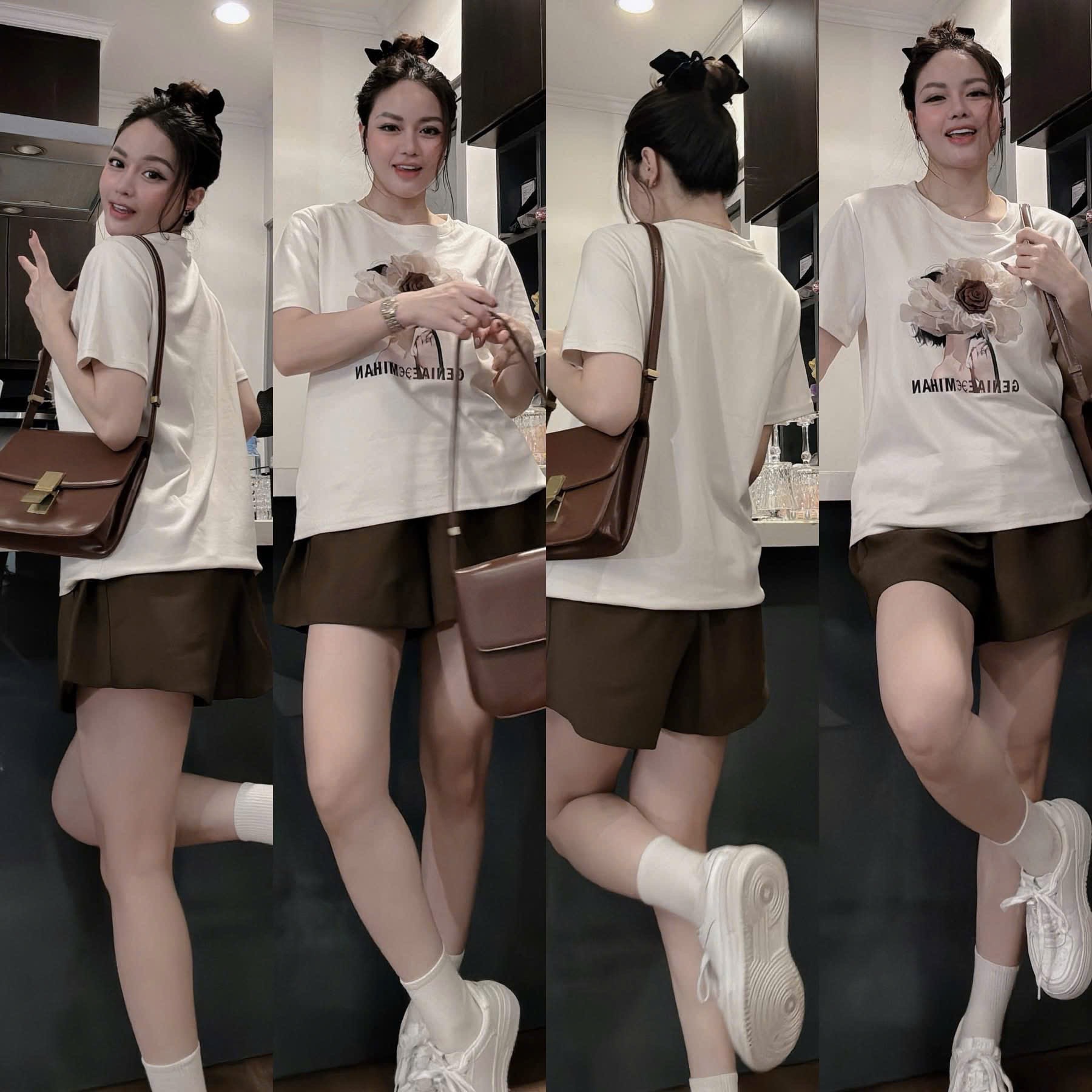 BỘ ĐÙI BE QUẦN NÂU HÌNH HOA