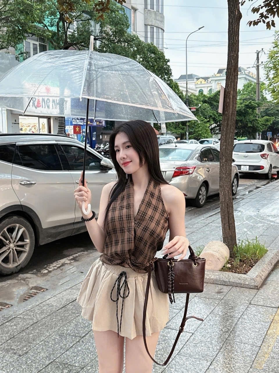 CHÂN VÁY THÔ XOÈ KAKI DÁNG NGẮN
