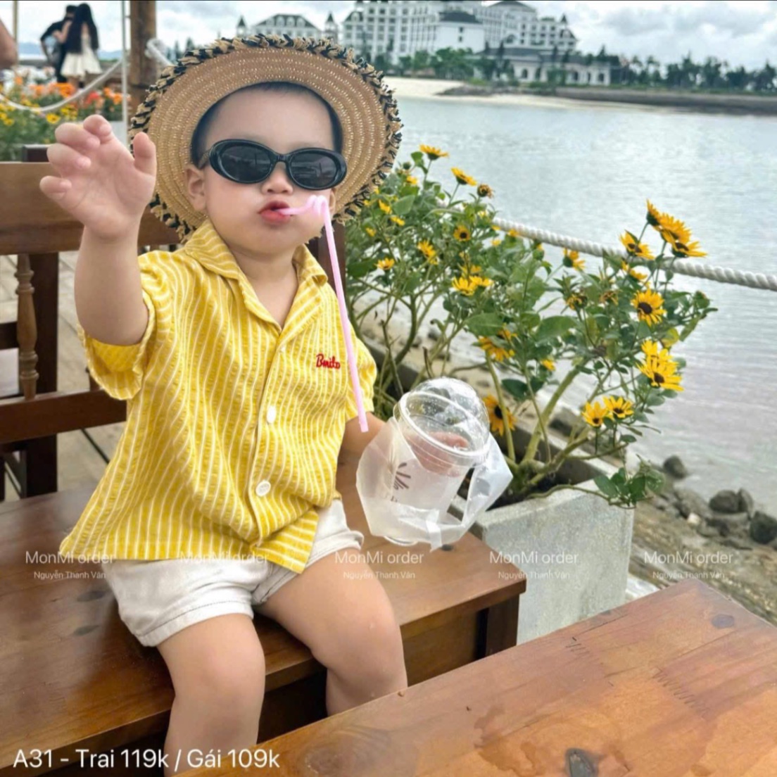 SÉT BỘ VÁY VÀNG KẺ CHO BT BG