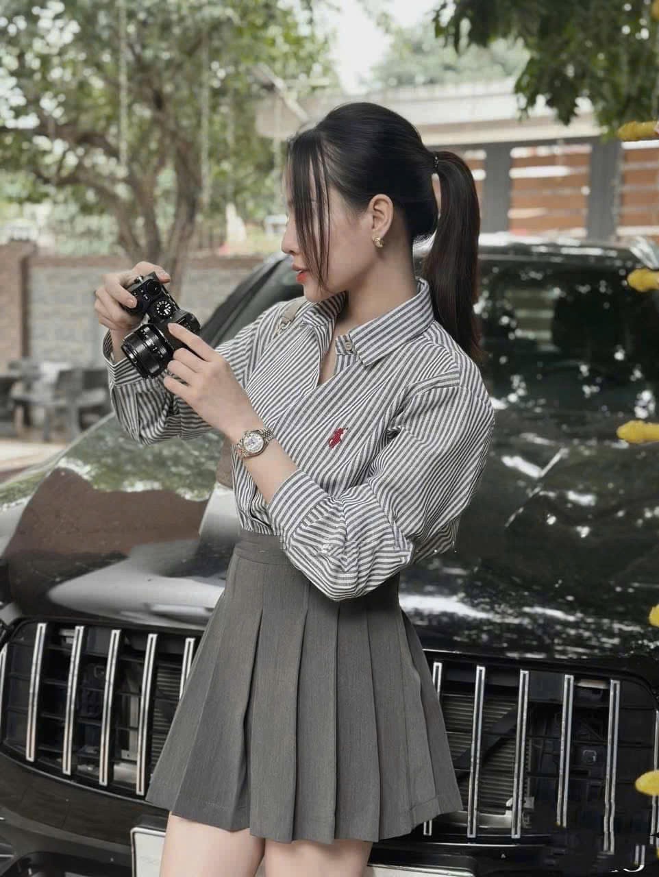 XẢ KHO ÁO SƠ MI KẺ XÁM THÊU NGỰA