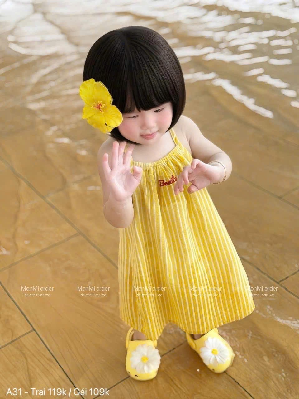 SÉT BỘ VÁY VÀNG KẺ CHO BT BG