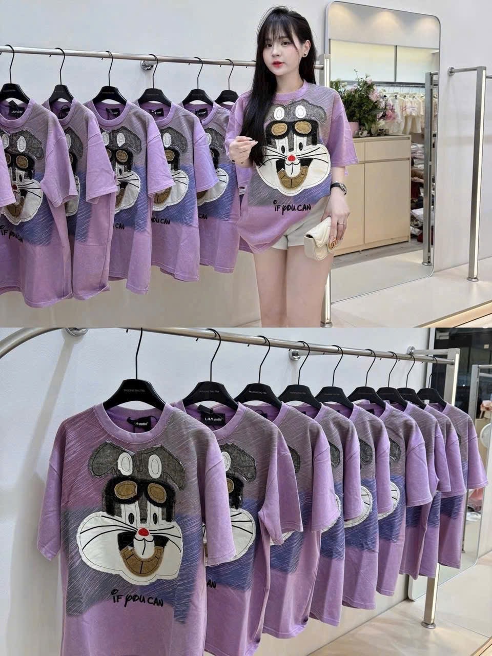 XẢ KHO ÁO PULL CỘC HÌNH THỎ TÍM