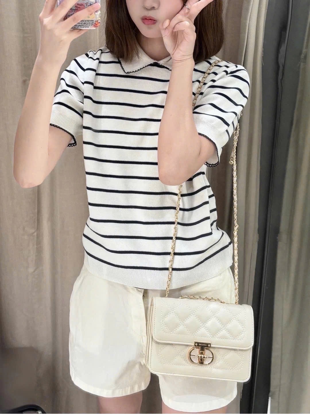 Hang nhà máy - ÁO LEN KẺ ZRF PHỐI VIỀN CỔ