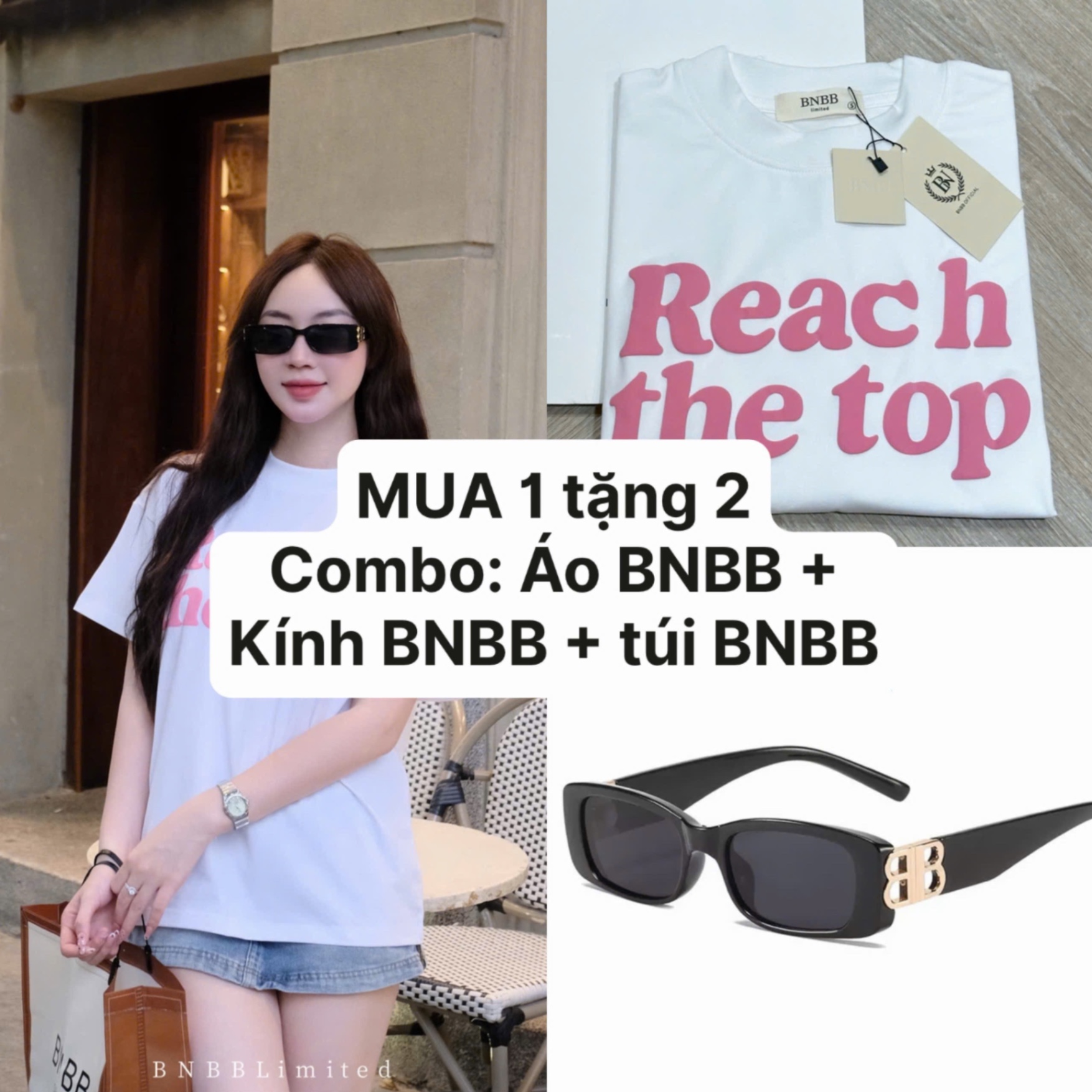 ÁO PULL CỘC TRẮNG CHỮ NỔI BNBB - mua 1 tặng 2