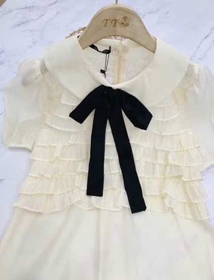 XẢ KHO ÁO SƠ MI XẾP LY NGỰC NƠ ĐEN