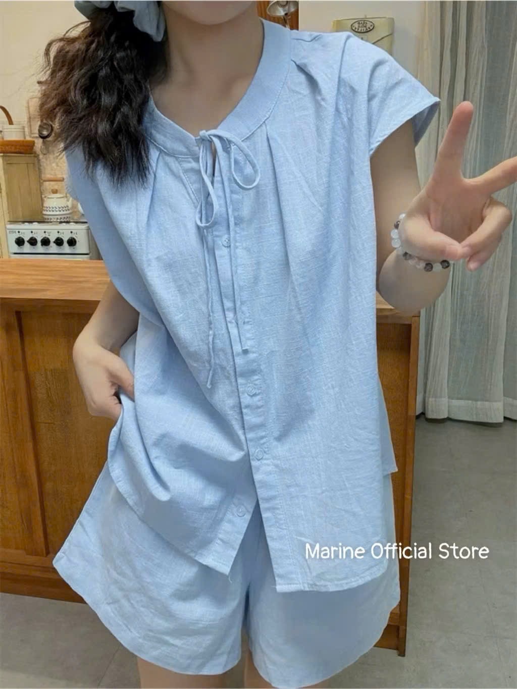 BỘ ĐÙI THÔ MÀU XANH KÈM TÚI