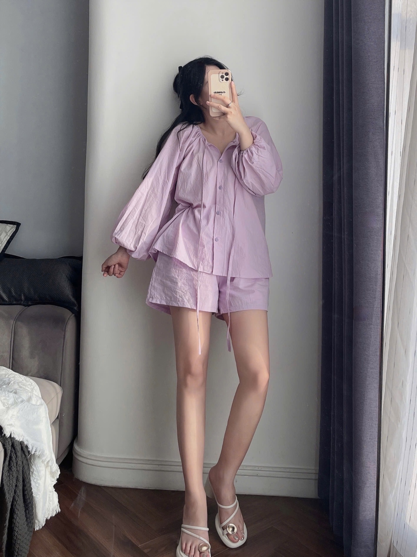 BỘ ĐÙI THÔ MÀU TÍM BUỘC DÂY