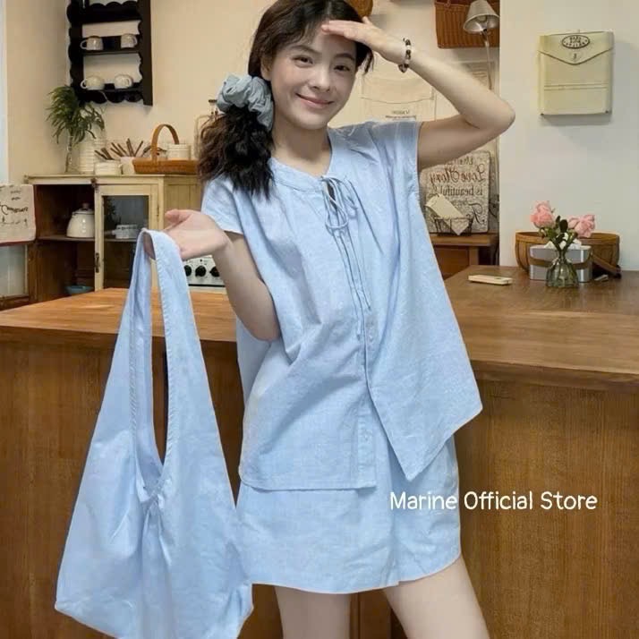 BỘ ĐÙI THÔ MÀU XANH KÈM TÚI
