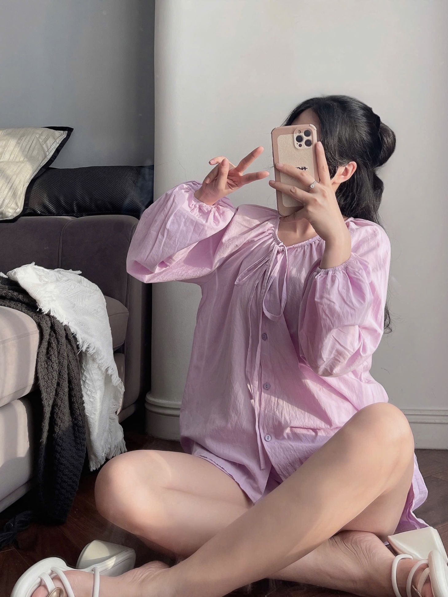 BỘ ĐÙI THÔ MÀU TÍM BUỘC DÂY