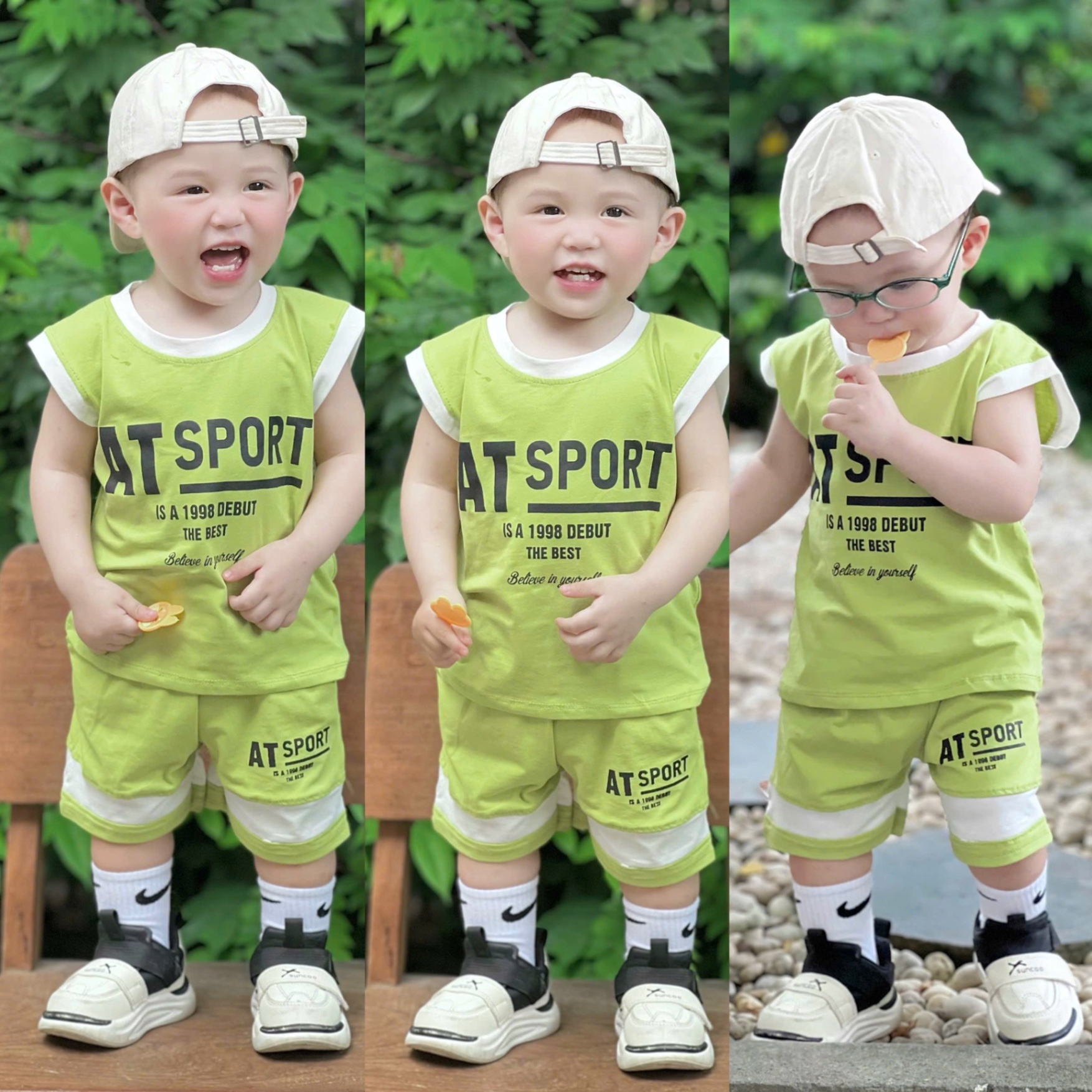 XẢ KHO SÉT 2 BỘ ĐÙI BA LỖ SPORT TRẮNG XANH BT