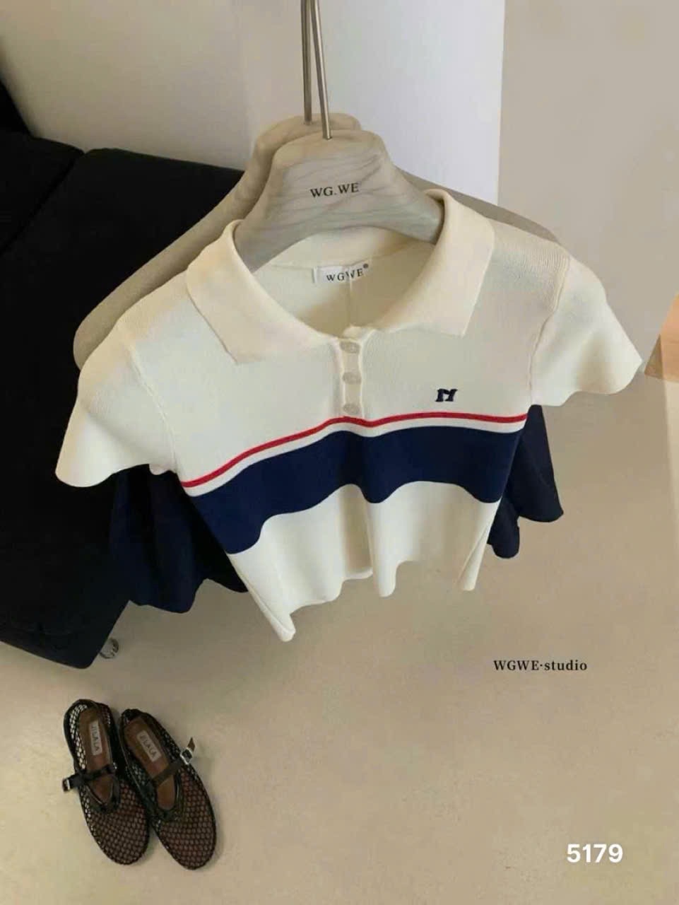ÁO LEN POLO THÊU CHỮ M QC