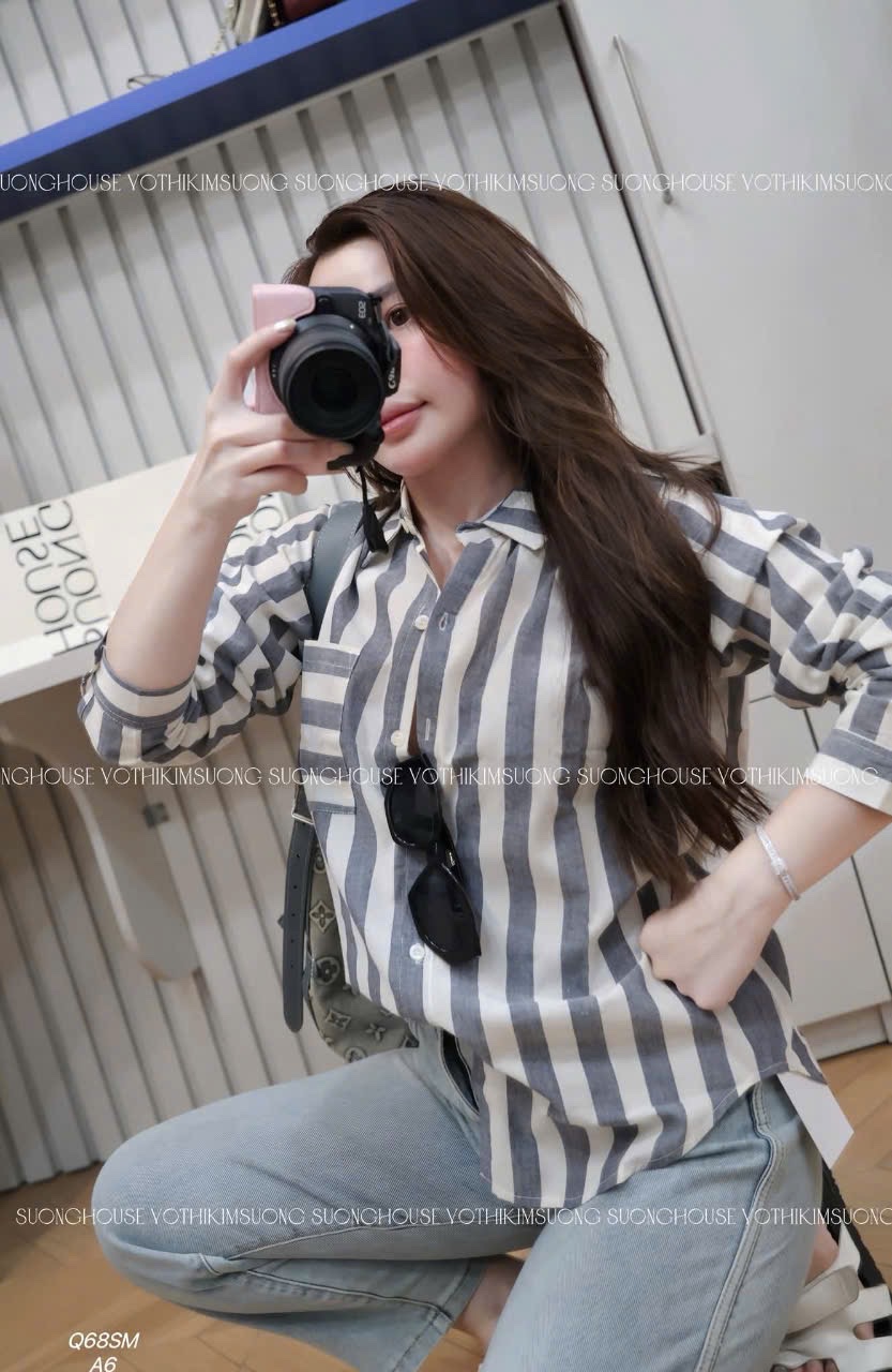 ÁO SƠ MI KẺ DỌC TÚI NGANG 3 MÀU